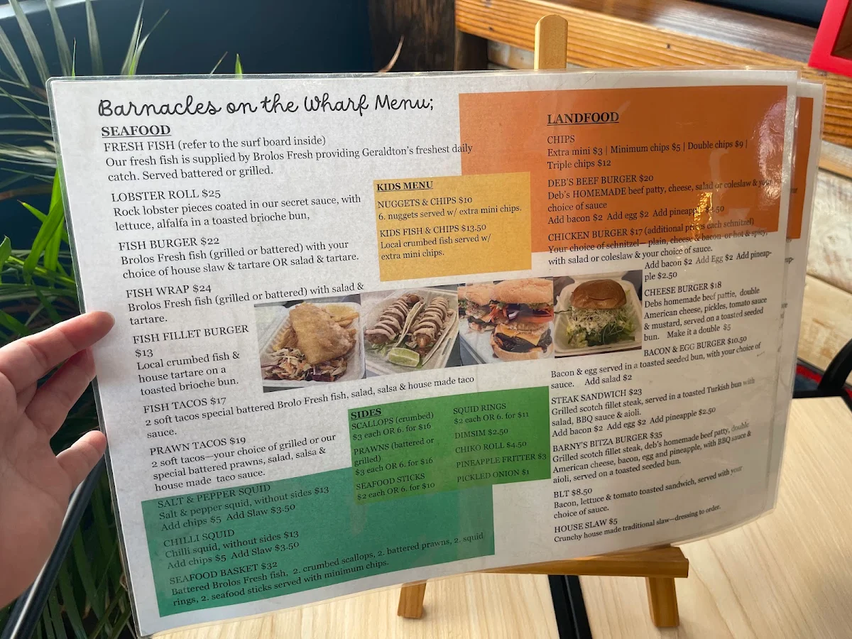 Menu, Barnacles on the Wharf
