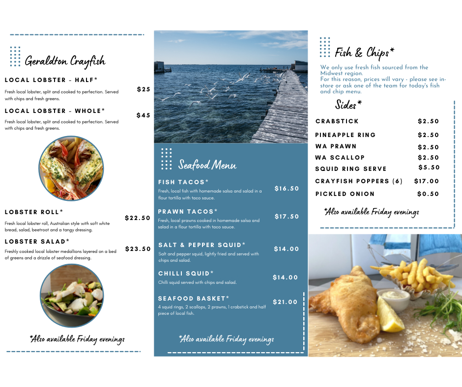 Menu, Barnacles on the Wharf