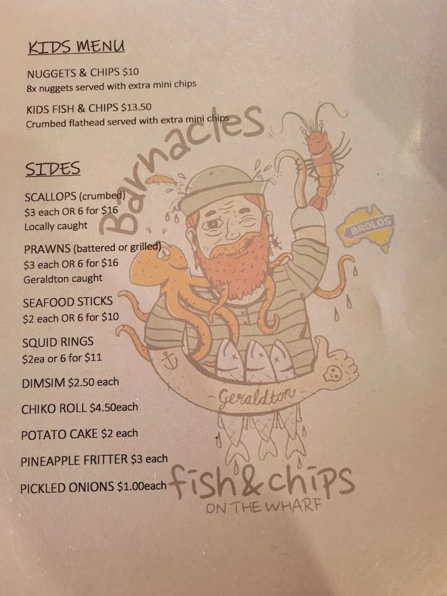 Menu, Barnacles on the Wharf