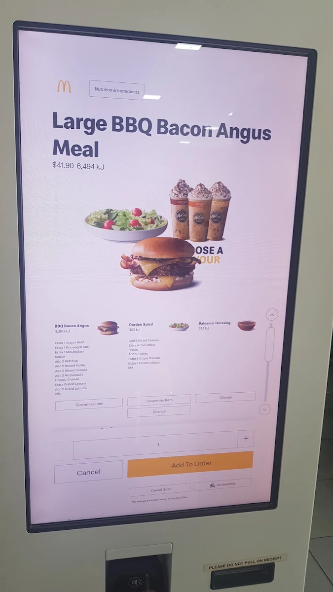 Menu, McDonald's Bendigo