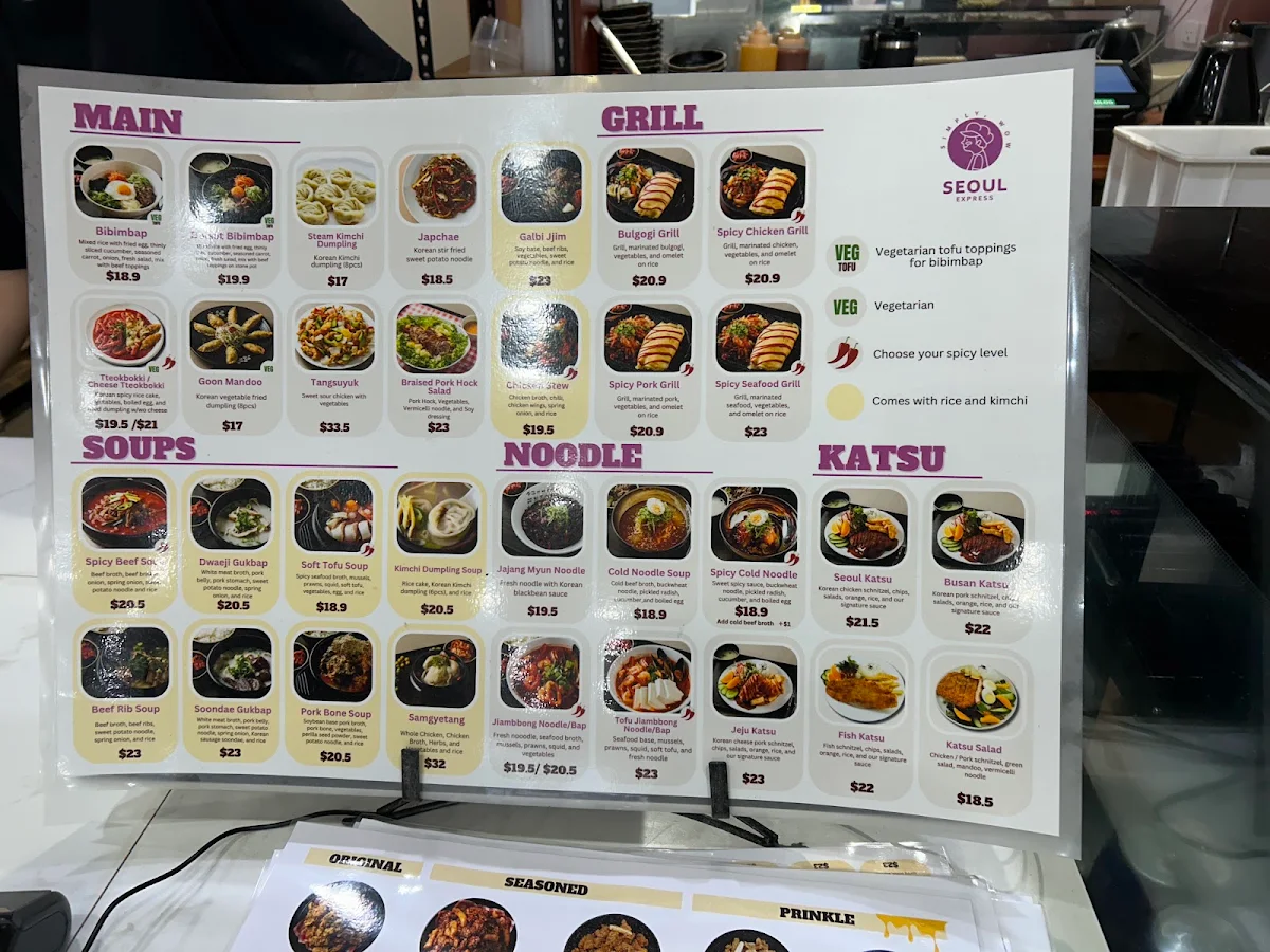 Menu, Seoul Express Firle