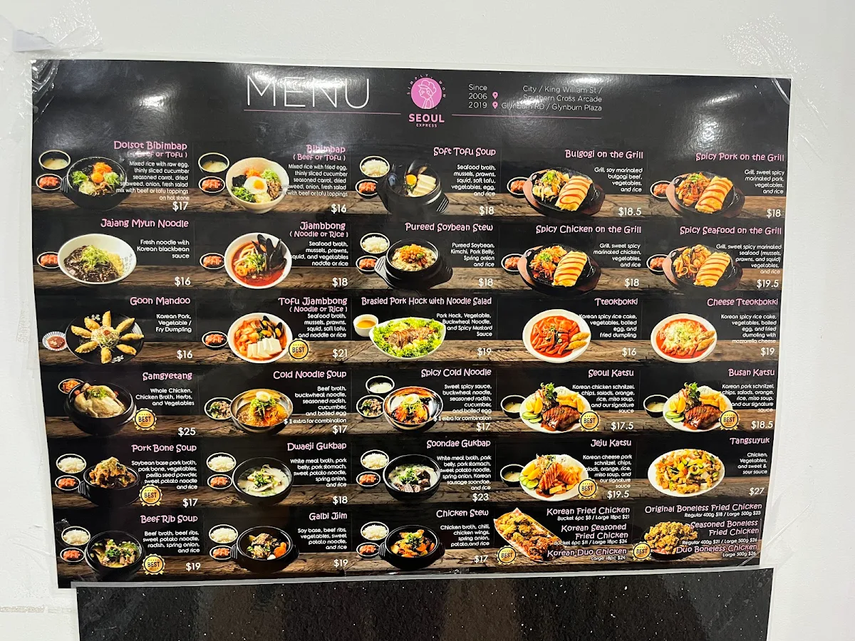 Menu, Seoul Express Firle
