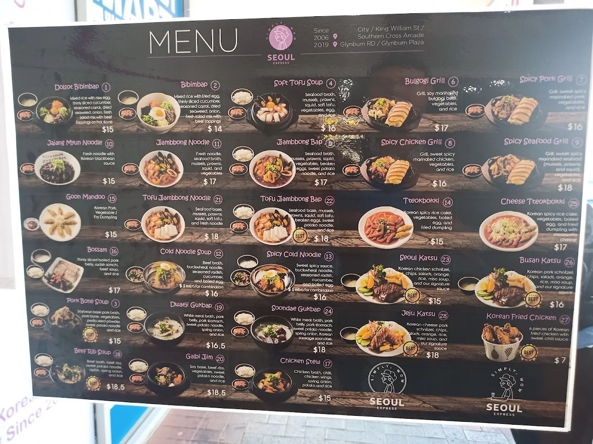 Menu, Seoul Express Firle