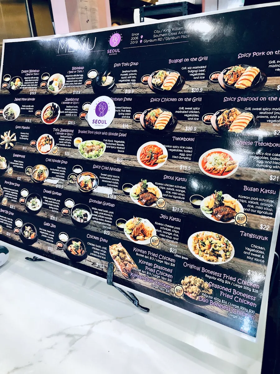Menu, Seoul Express Firle