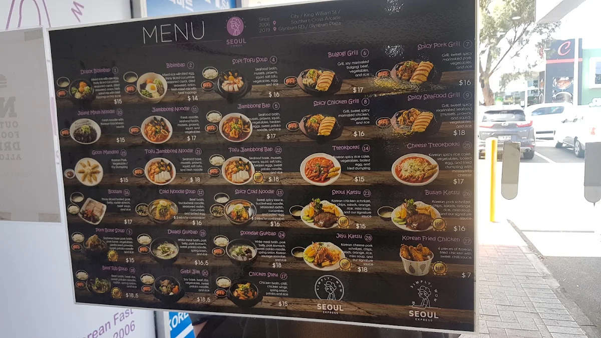 Menu, Seoul Express Firle