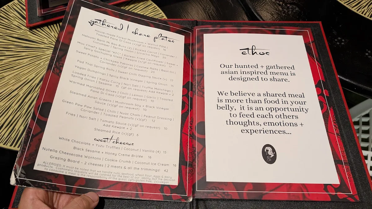 Menu, Miss Chief Bar & Eatery