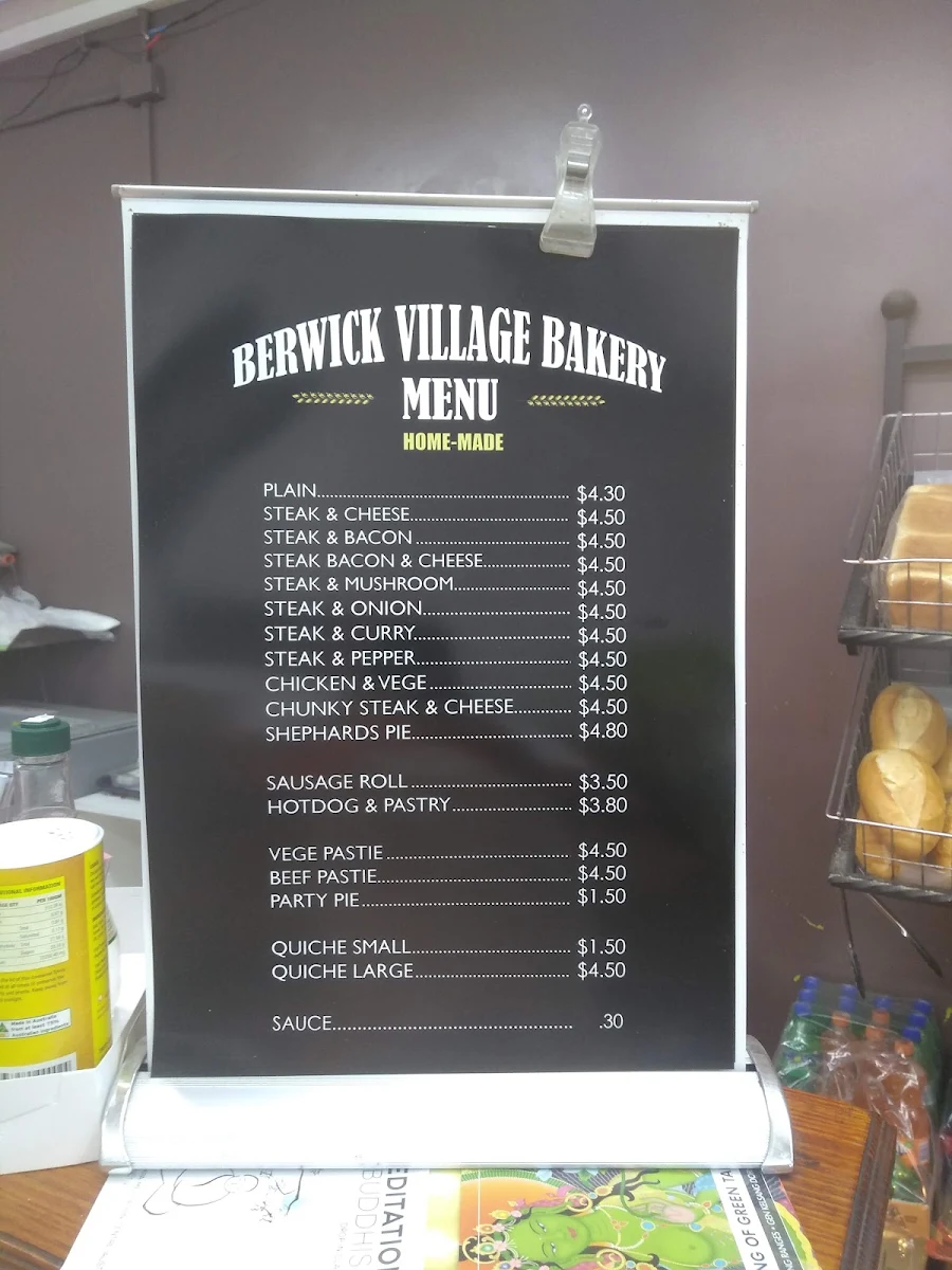 Menu, Berwick Village Bakery & Café