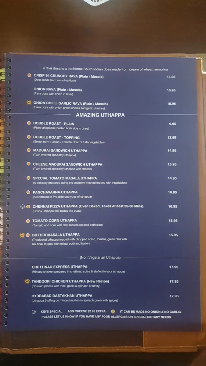 Menu, Sankalp Indian Restaurant