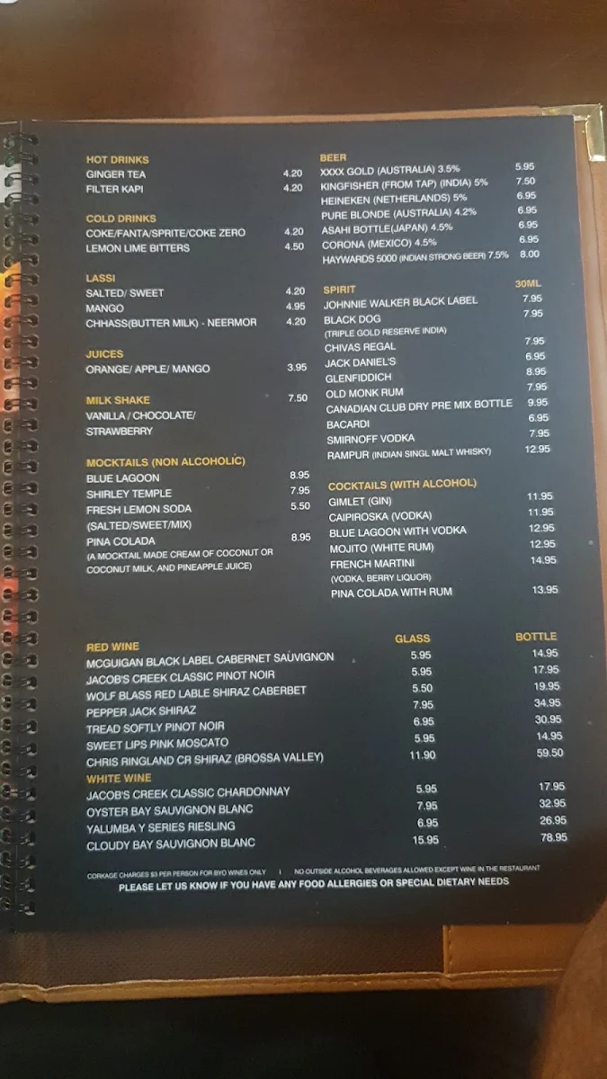 Menu, Sankalp Indian Restaurant