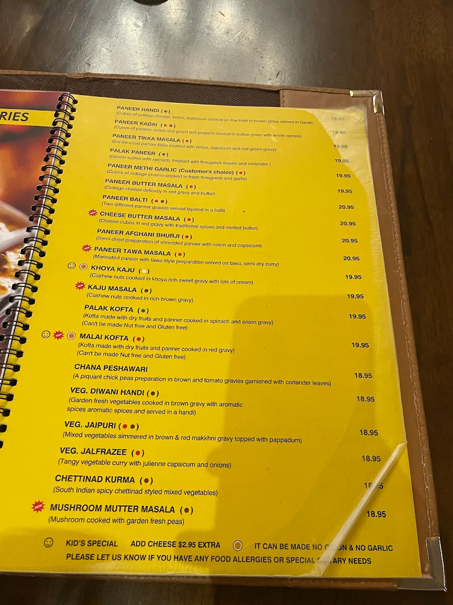 Menu, Sankalp Indian Restaurant
