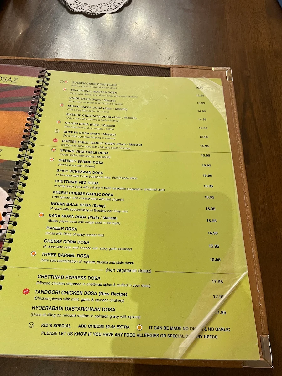 Menu, Sankalp Indian Restaurant