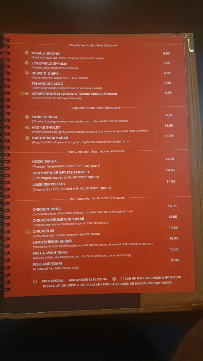 Menu, Sankalp Indian Restaurant