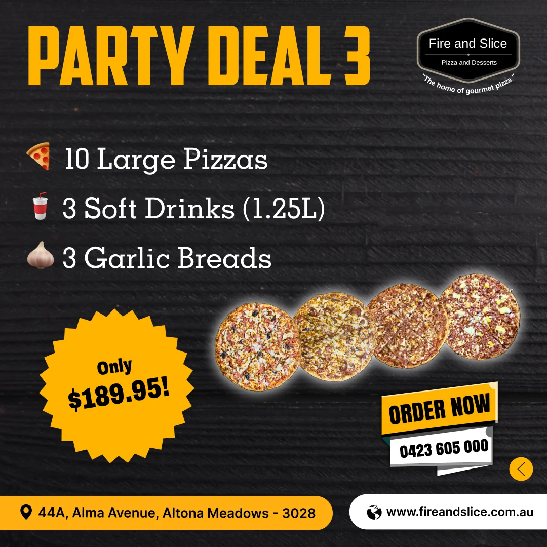 Menu, Fire and Slice Pizza & Cakes - Altona Meadows