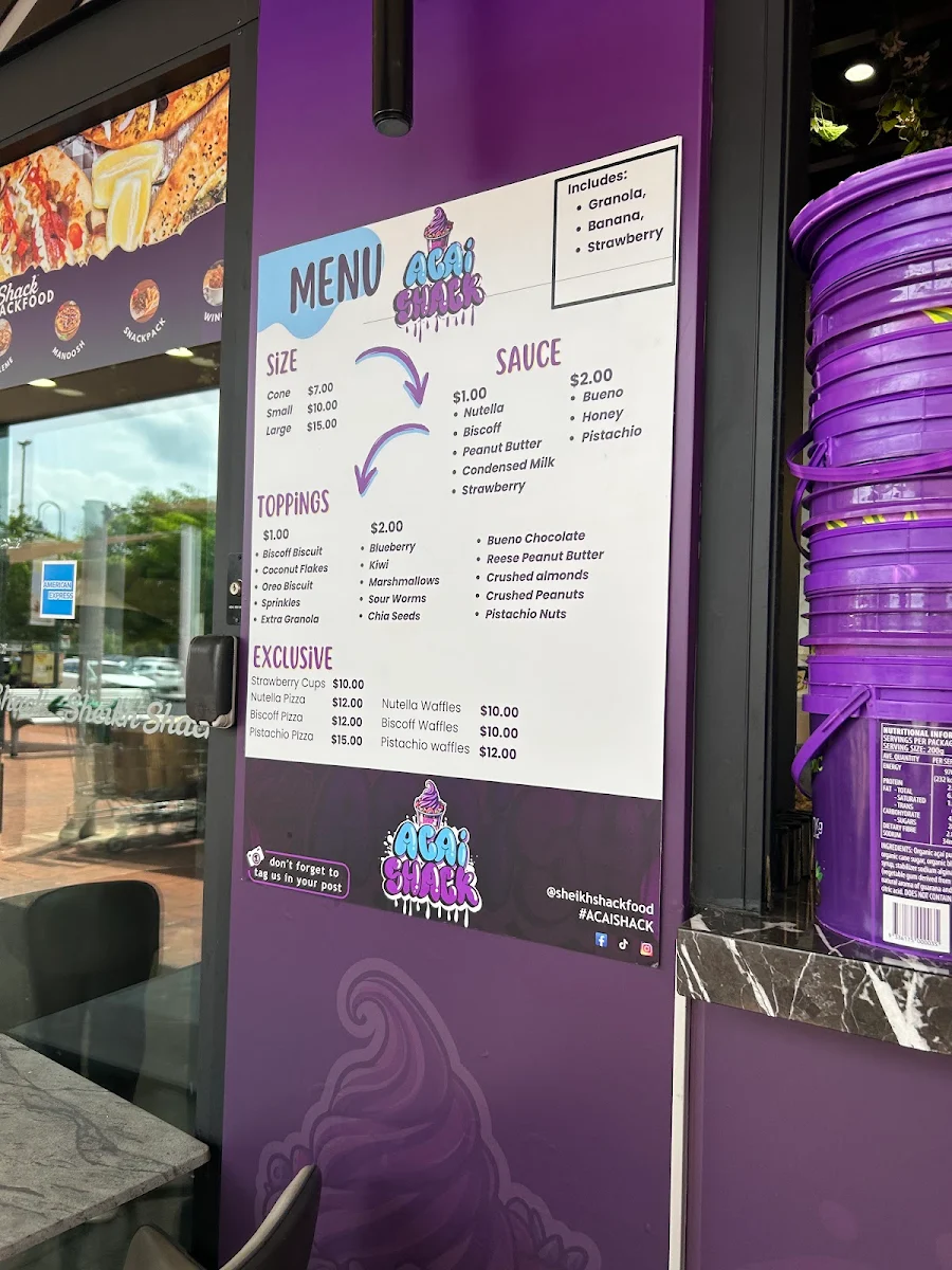 Menu, Acai Shack