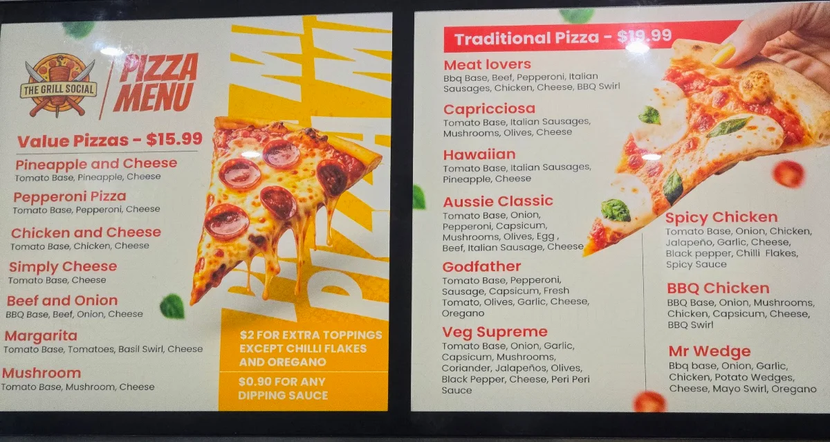Menu, The Grill Social