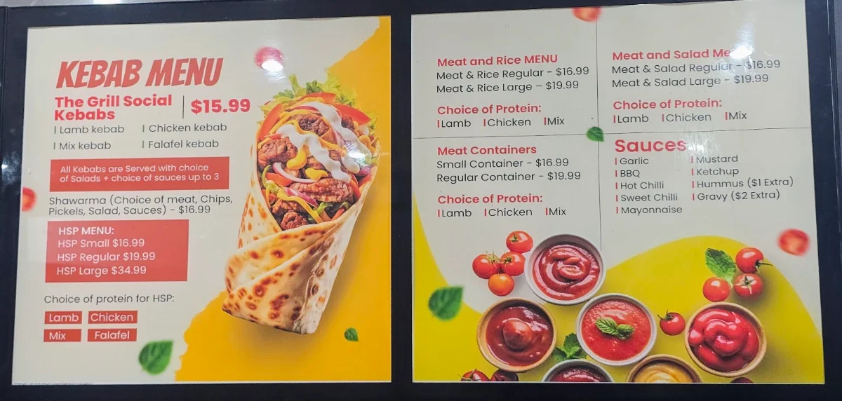 Menu, The Grill Social