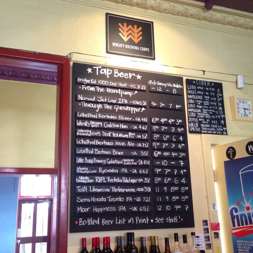 Menu, Wheatsheaf Hotel