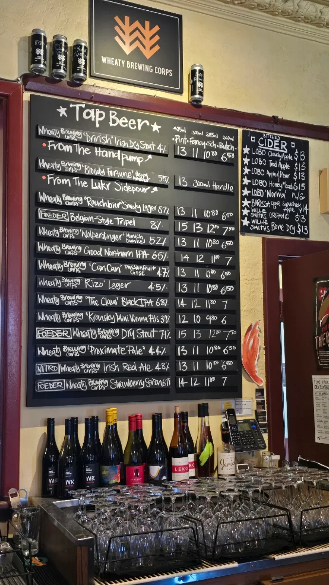 Menu, Wheatsheaf Hotel