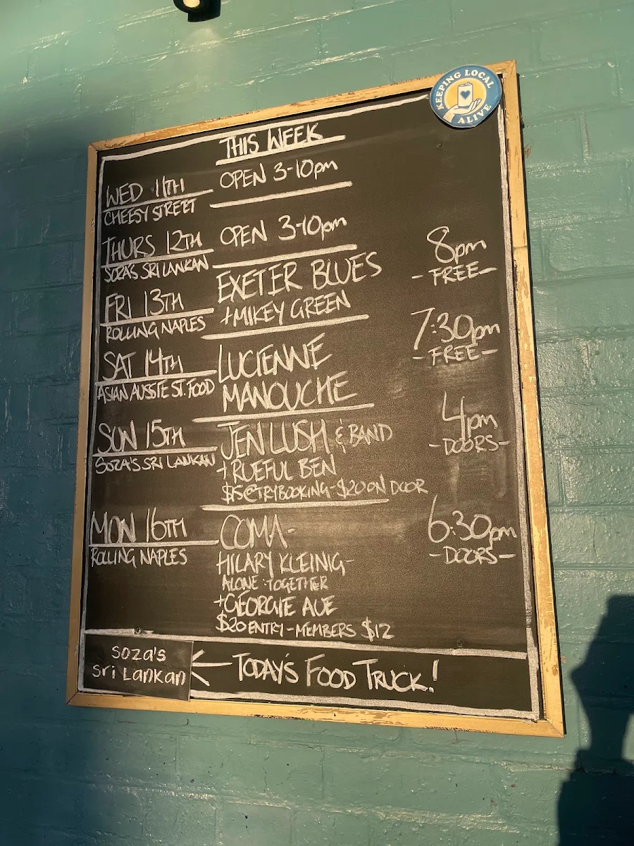 Menu, Wheatsheaf Hotel