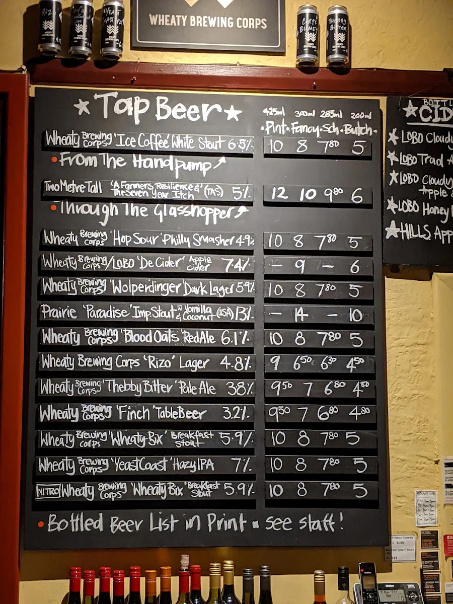 Menu, Wheatsheaf Hotel