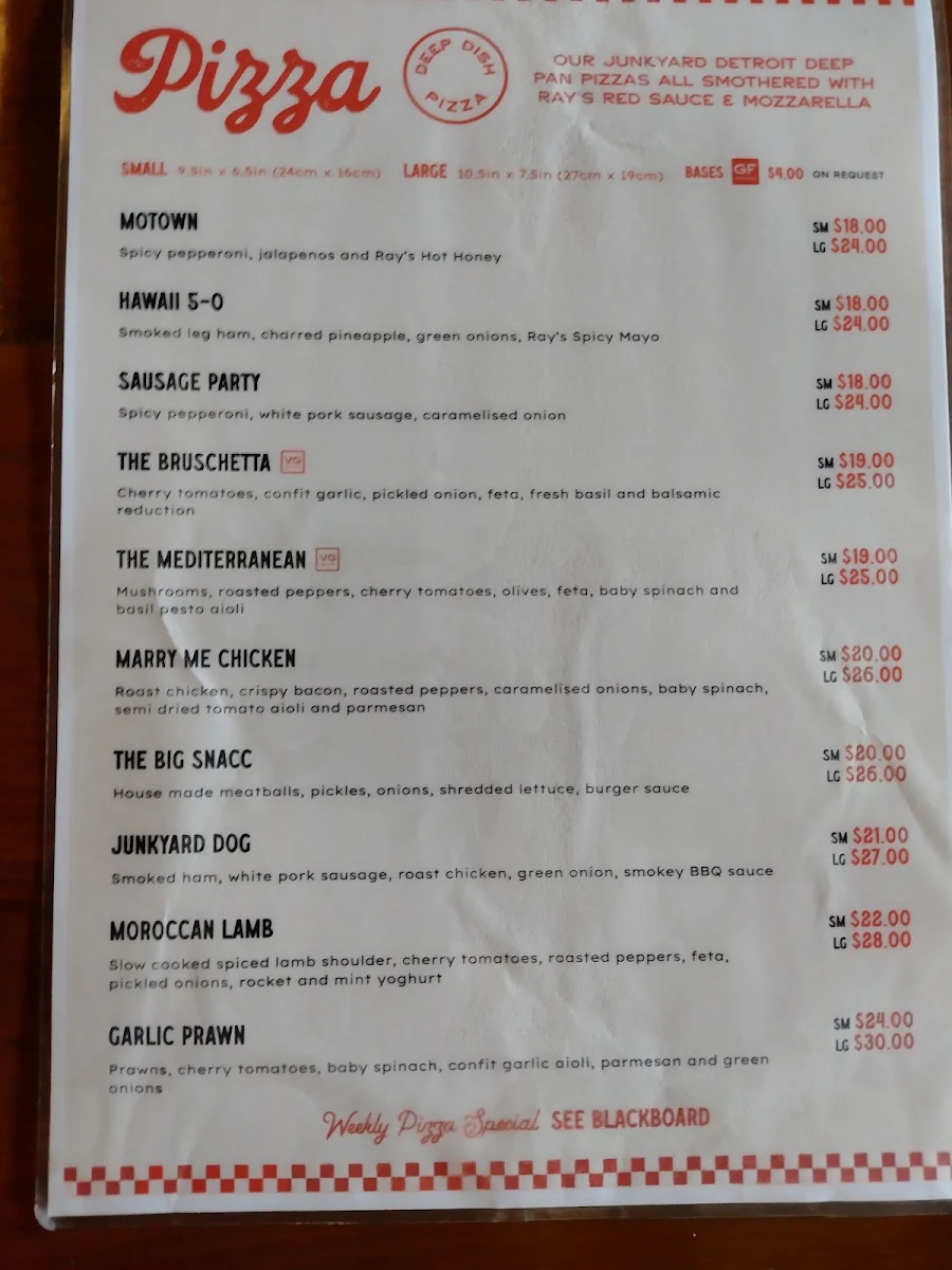 Menu, Grand Junction Hotel