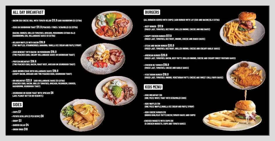 Menu, EagleHawk Cafe