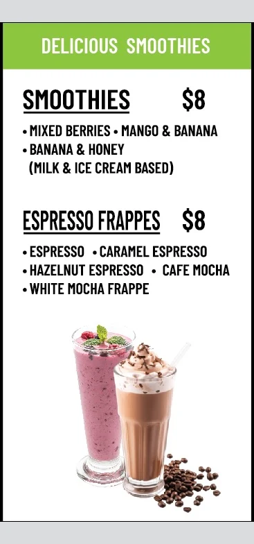 Menu, EagleHawk Cafe