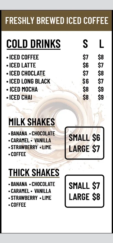 Menu, EagleHawk Cafe