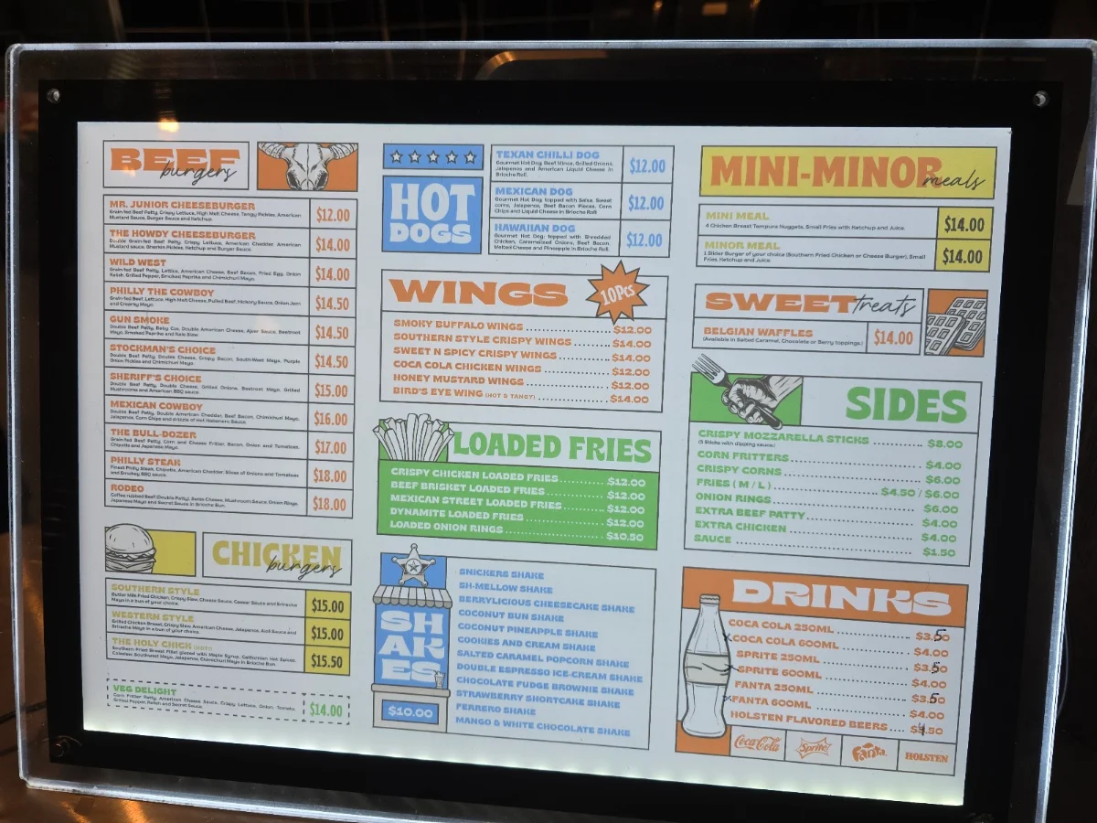 Menu, Butler's Smokehouse
