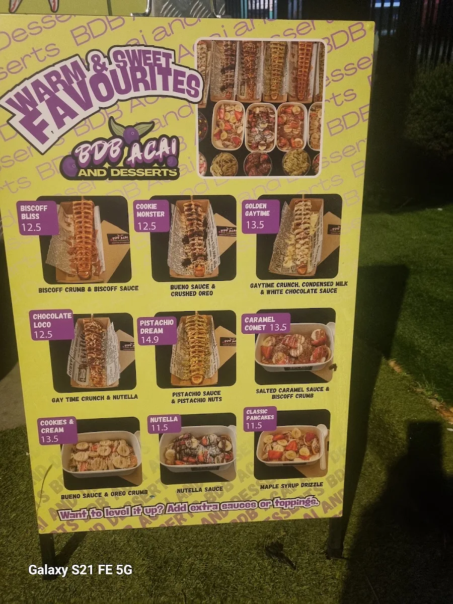 Menu, BDB Açaí & Desserts