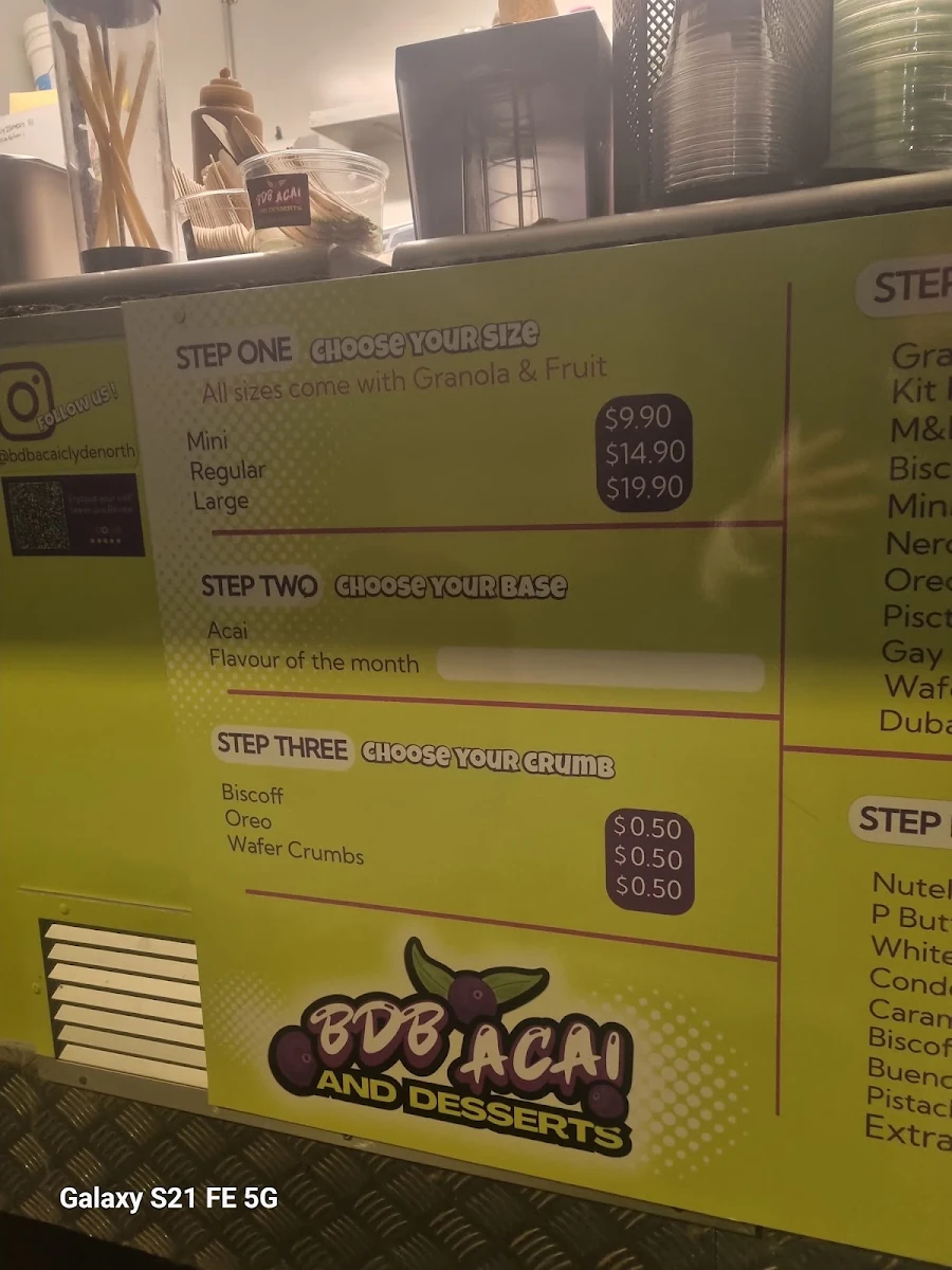 Menu, BDB Açaí & Desserts