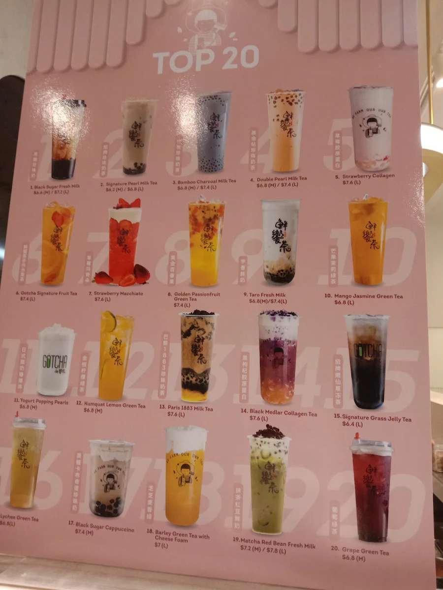 Menu, Gotcha Fresh Tea - Footscray