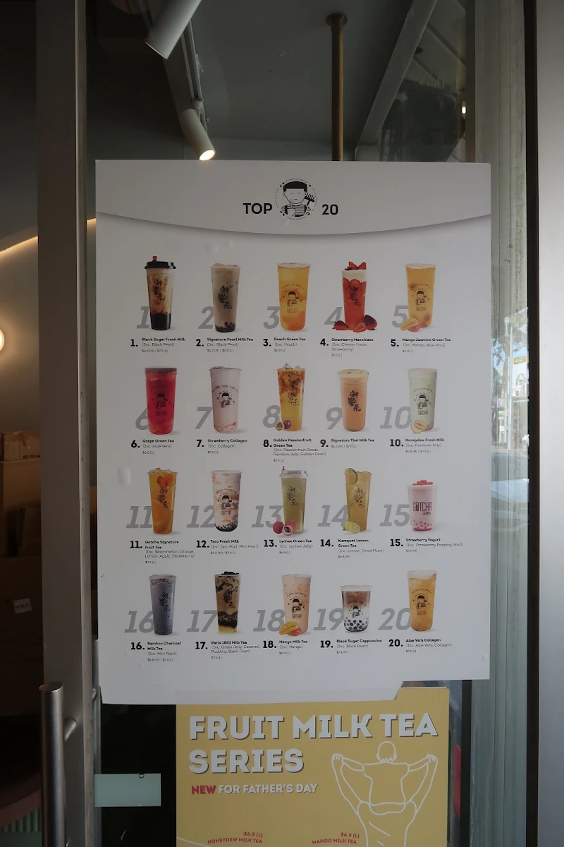 Menu, Gotcha Fresh Tea - Footscray
