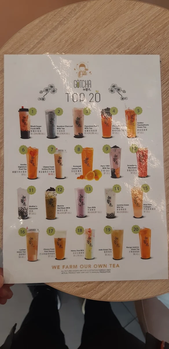 Menu, Gotcha Fresh Tea - Footscray