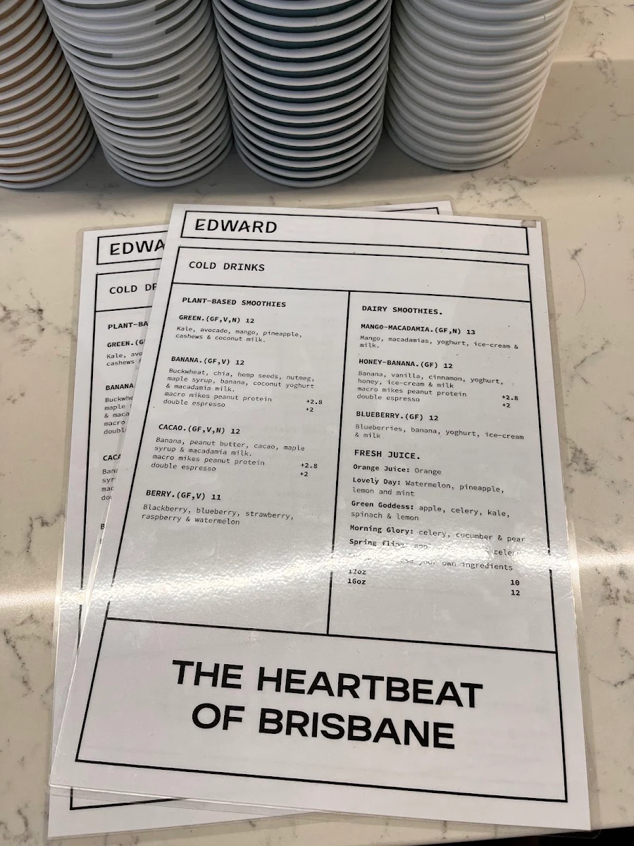 Menu, Edward Espresso & Kitchen