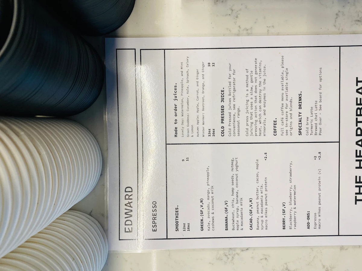 Menu, Edward Espresso & Kitchen