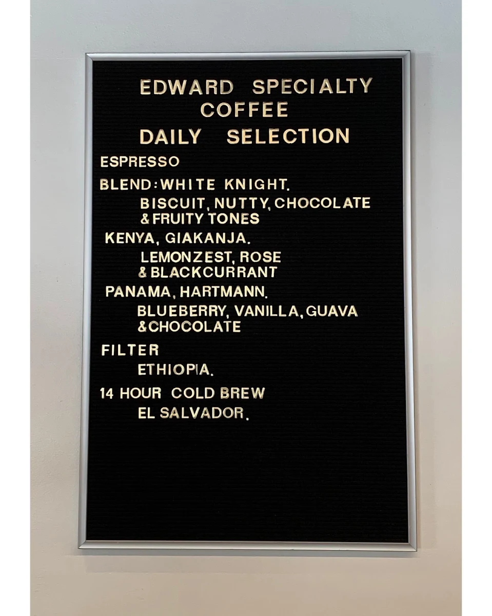 Menu, Edward Espresso & Kitchen
