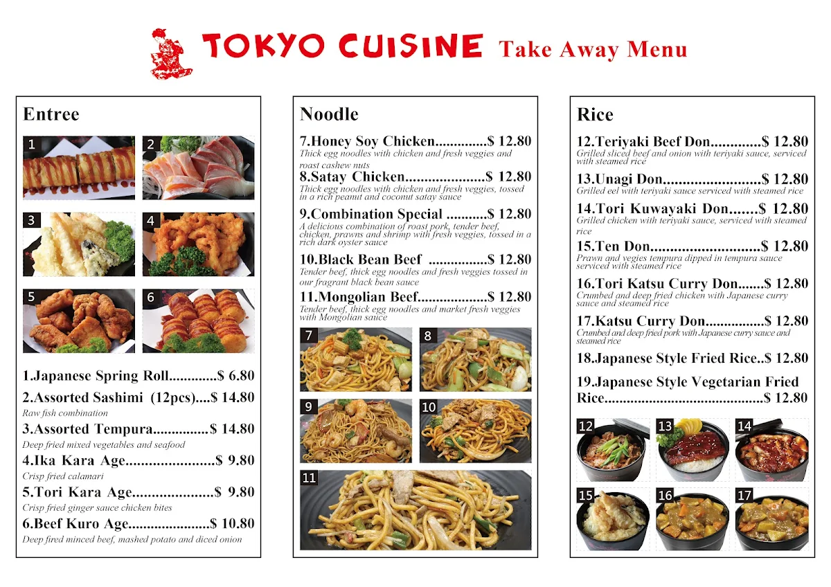 Menu, Tokyo Cuisine