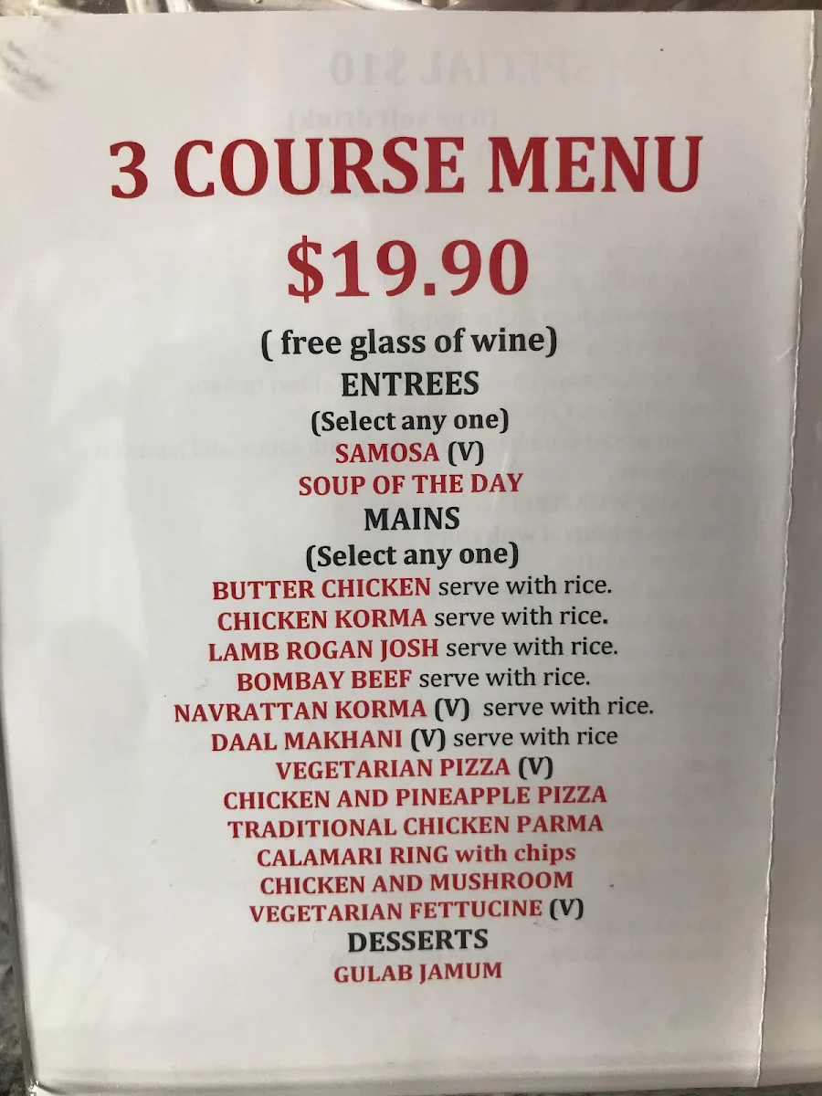 Menu, Curry Star Indian Restaurant