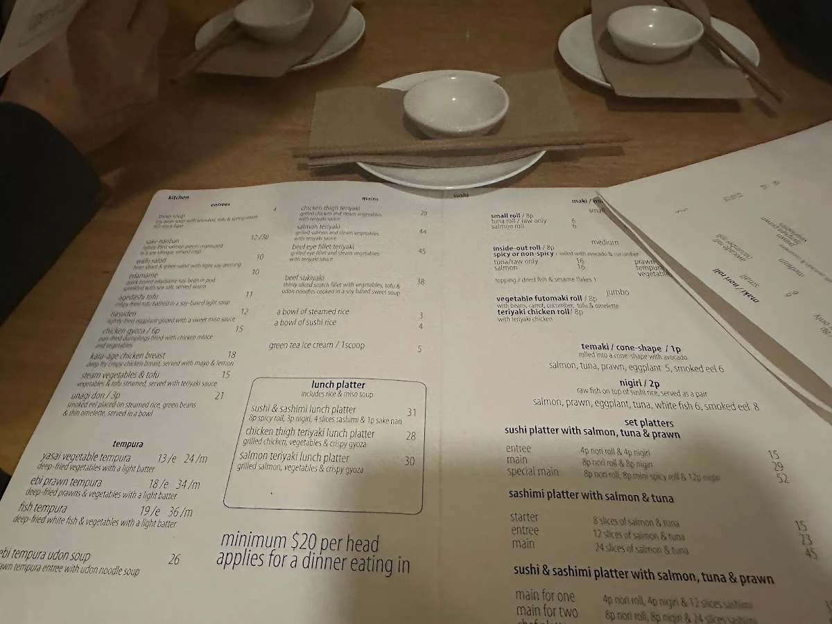 Menu, Sozai Restaurant