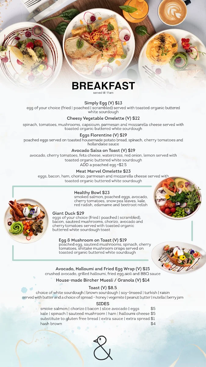 Menu, The Naked Duck Parramatta (6 Hassall St)