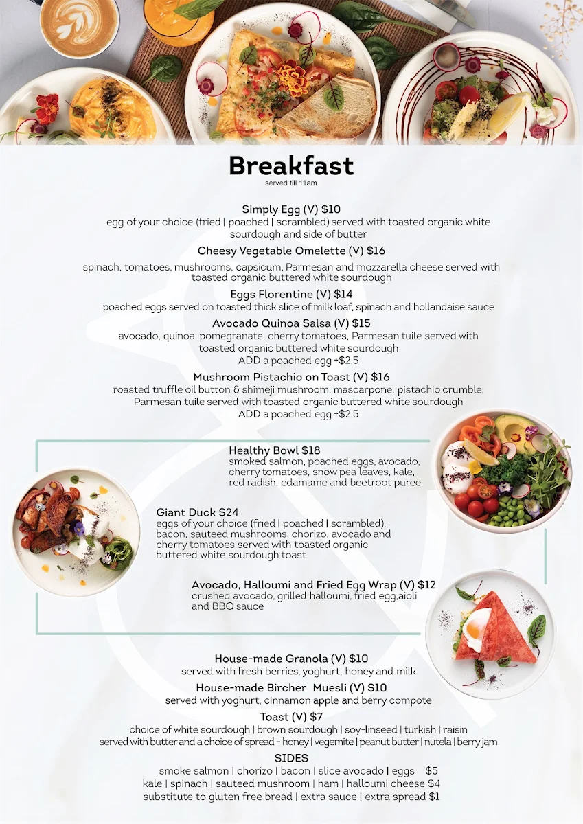 Menu, The Naked Duck Parramatta (6 Hassall St)