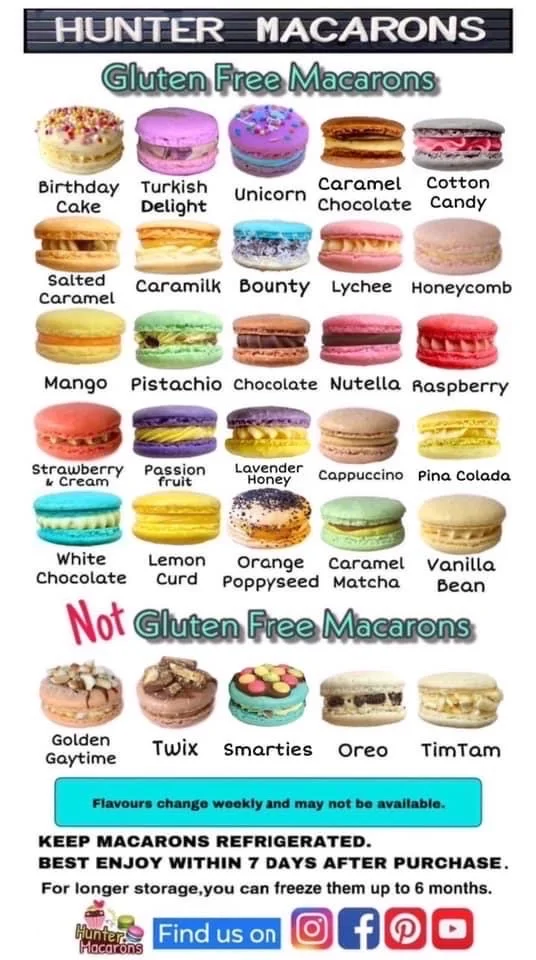 Menu, Hunter Macarons