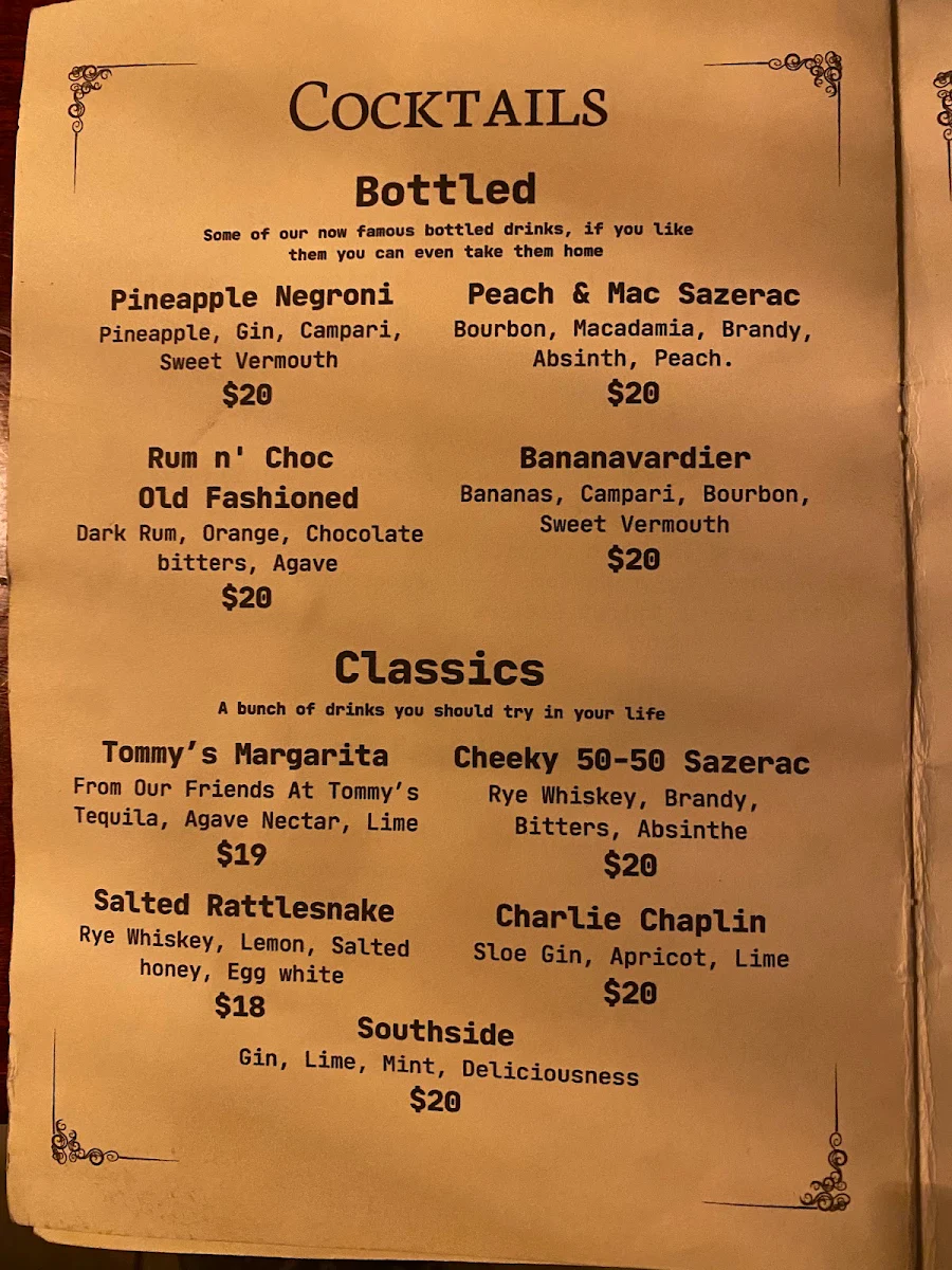 Menu, Foxtrot Unicorn