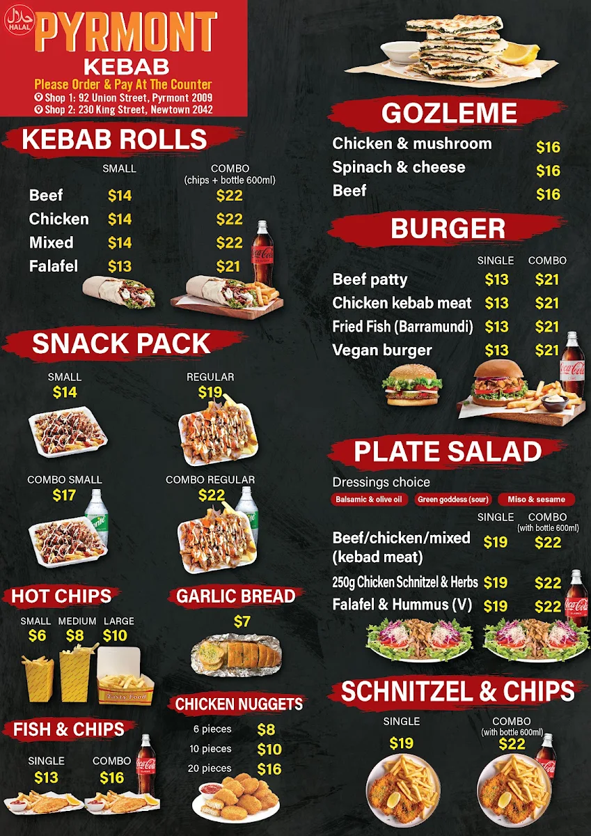Menu, Pyrmont Kebabs