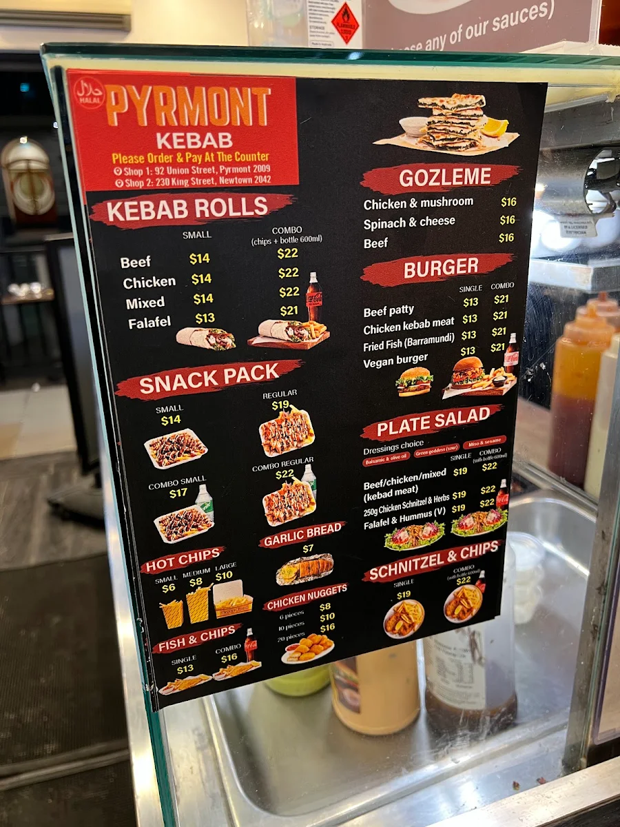 Menu, Pyrmont Kebabs