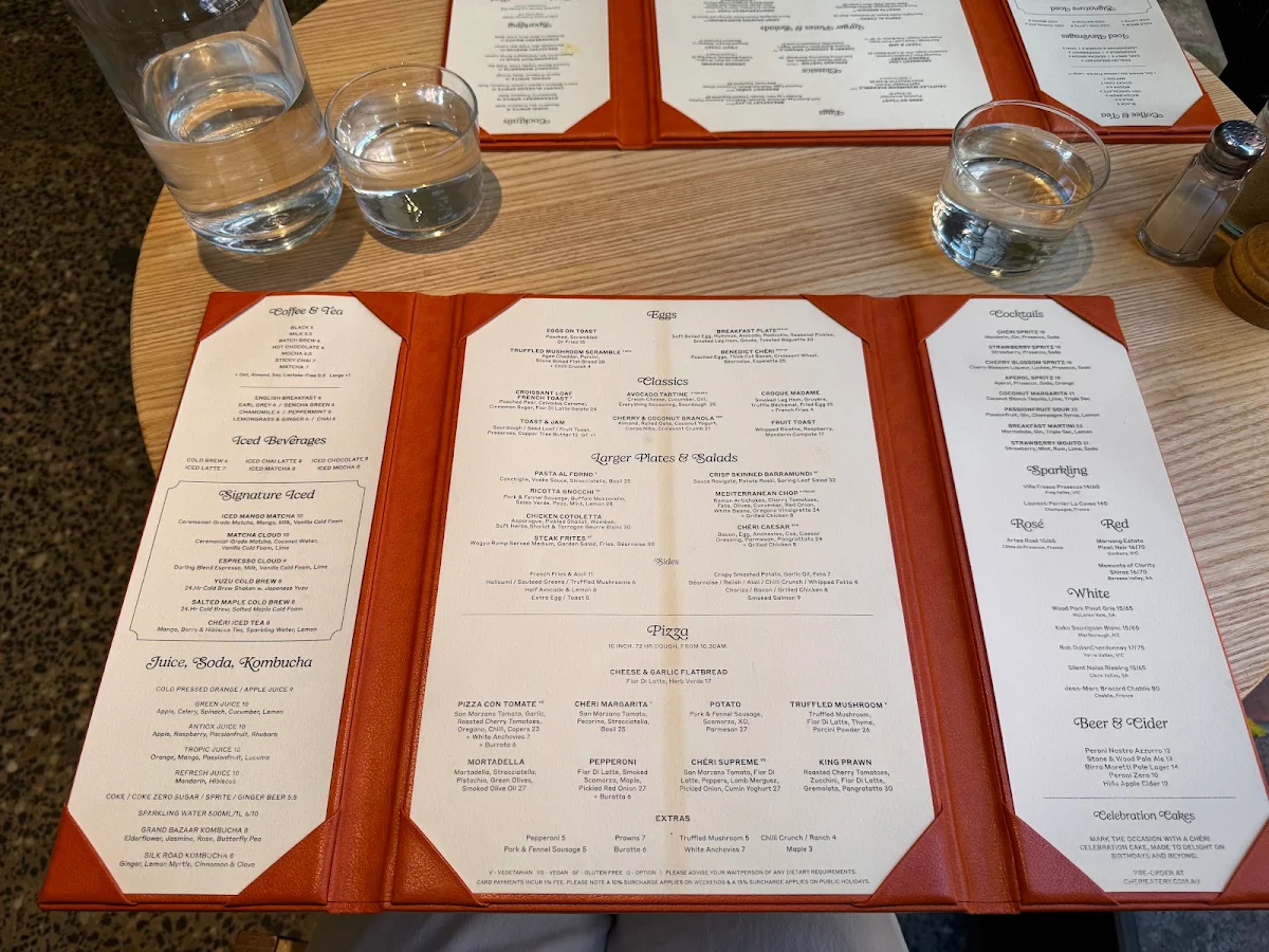 Menu, Chéri