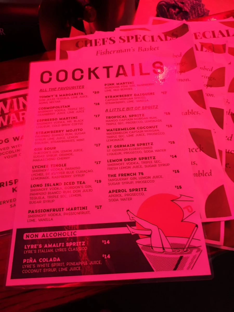Menu, The Paddo