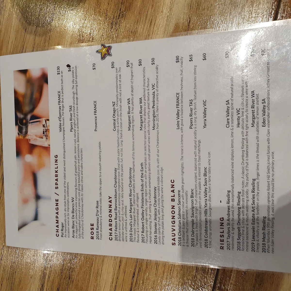 Menu, The Paddo