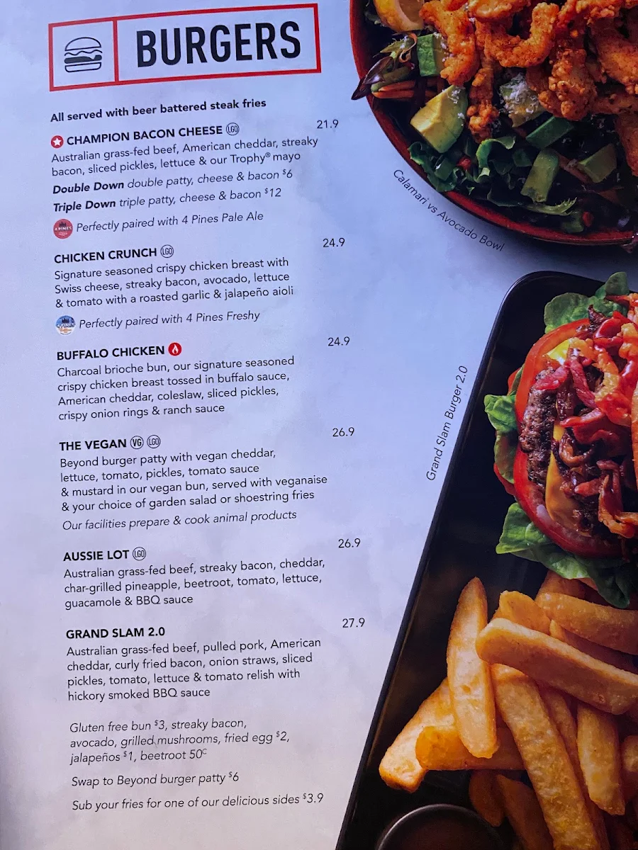 Menu, The Sporting Globe x 4 Pines - King Street Wharf